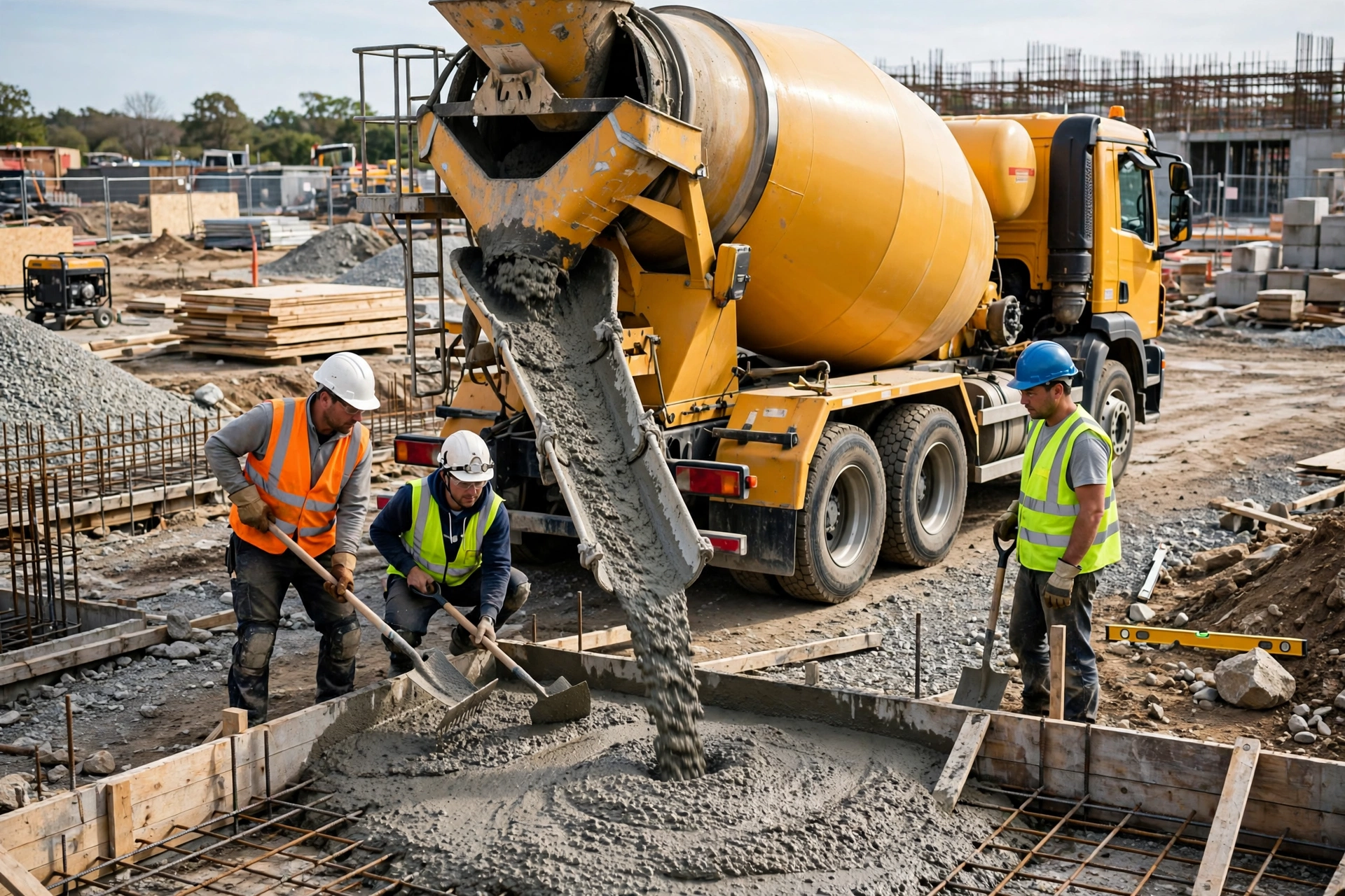 Concrete truck at work — illustrative image